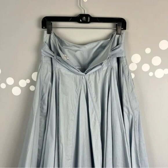 For The Republic Cotton Belted Midi Skirt Size 8 Light Blue Pleated A-Line - Picture 8 of 8